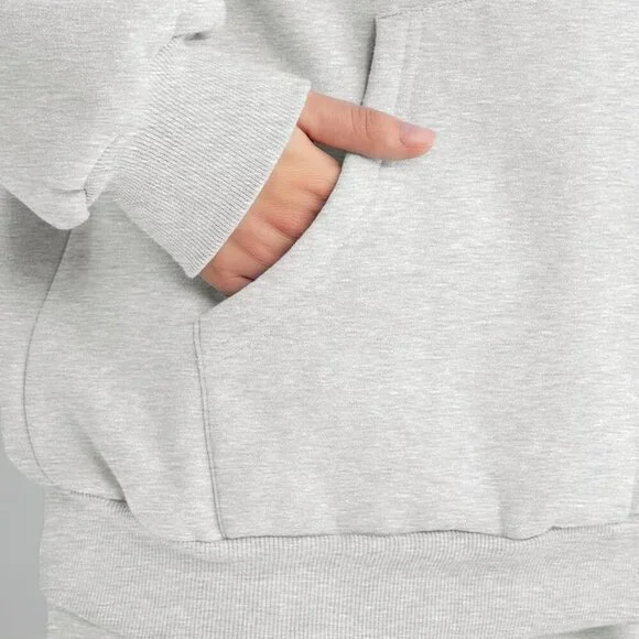 Womens Grey Oversized Hoodie Sweatsuit Set Medium